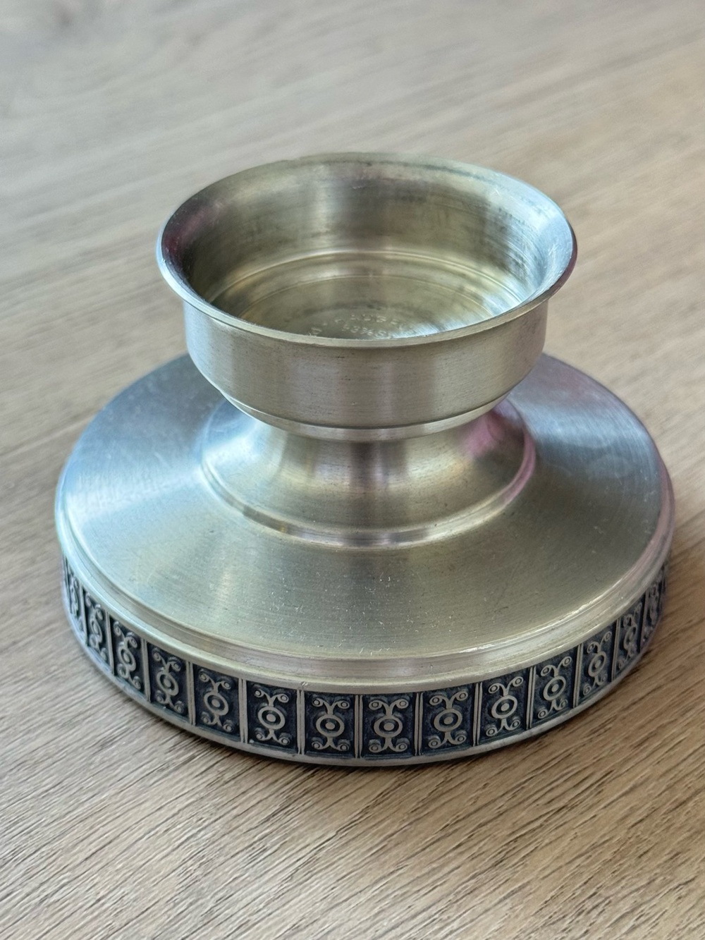 Vintage Norwegian pewter candleholder Haugrud